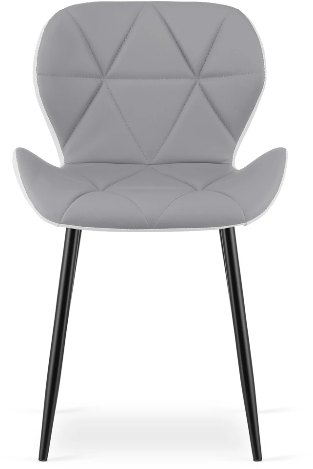 Kėdė Mango su dirbtinės odos sėdyne ir metalinėmis kojomis, pilkai balta, 76,5 × 46 × 53 cm