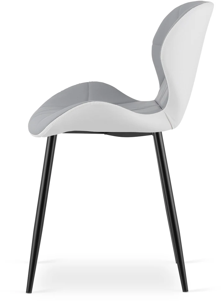Kėdė Mango su dirbtinės odos sėdyne ir metalinėmis kojomis, pilkai balta, 76,5 × 46 × 53 cm