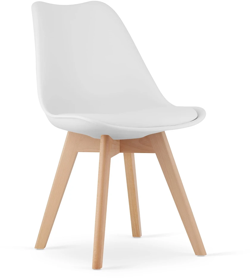 Leobert Kėdė MARK su buko medienos kojomis, balta, 82 × 49 cm