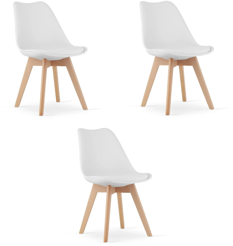 Leobert Kėdė MARK su buko medienos kojomis, balta, 82 × 49 cm, 3 vnt.