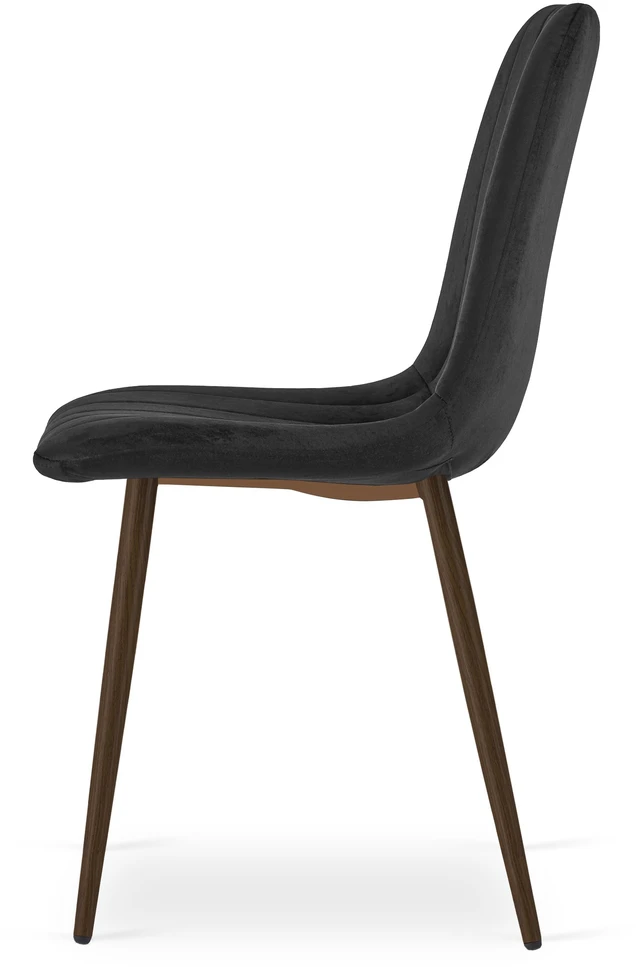 Kėdė su aksominiu apmušalu ir metalo kojomis, juoda, 86 cm, 2 vnt.