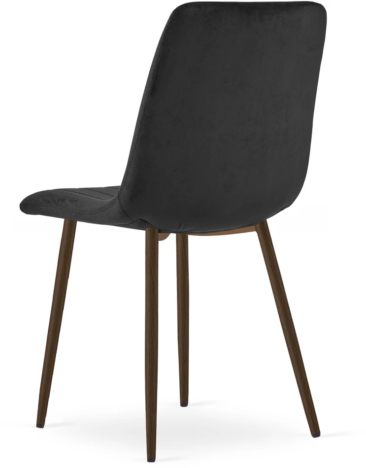 Kėdė su aksominiu apmušalu ir metalo kojomis, juoda, 86 cm, 2 vnt.