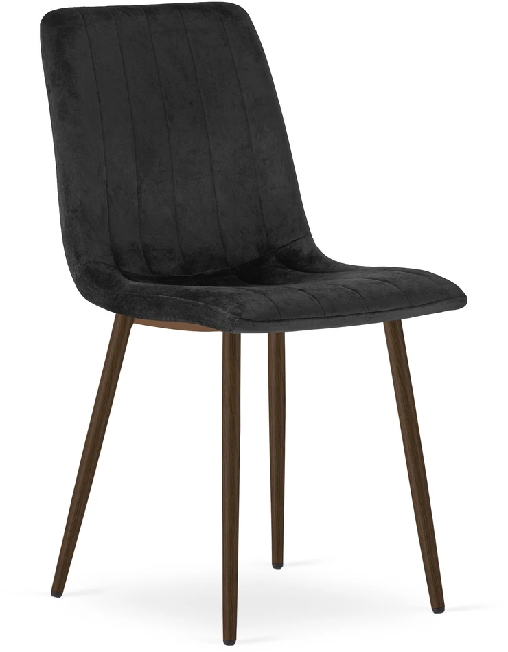Kėdė su aksominiu apmušalu ir metalo kojomis, juoda, 86 cm, 2 vnt.
