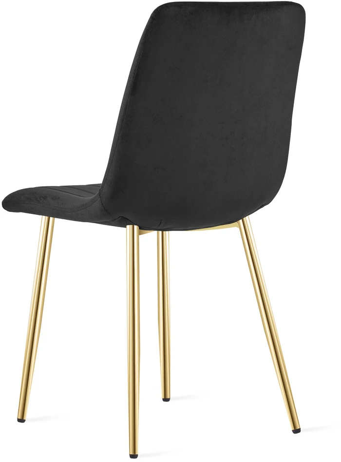 Kėdė su aksomo apmušalu ir auksinėmis metalinėmis kojomis, juoda, 86 cm