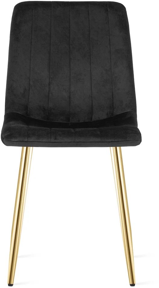 Kėdė su aksomo apmušalu ir auksinėmis metalinėmis kojomis, juoda, 86 cm