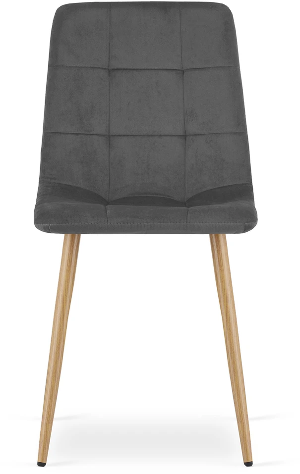 Leobert Kėdė su aksomo apmušalu ir metalinėmis medžio imitacijos kojomis, tamsiai pilka, 87 × 44,5 × 50,5 cm, 4 vnt.
