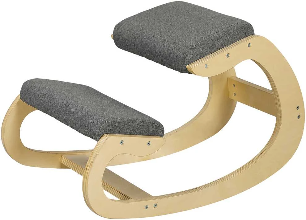 HOMCOM ergonominė kėdė klūpėjimui, supamoji kėdė keliams, rašomojo stalo kėdė namų biurui, laikysenos gerinimui, pilka