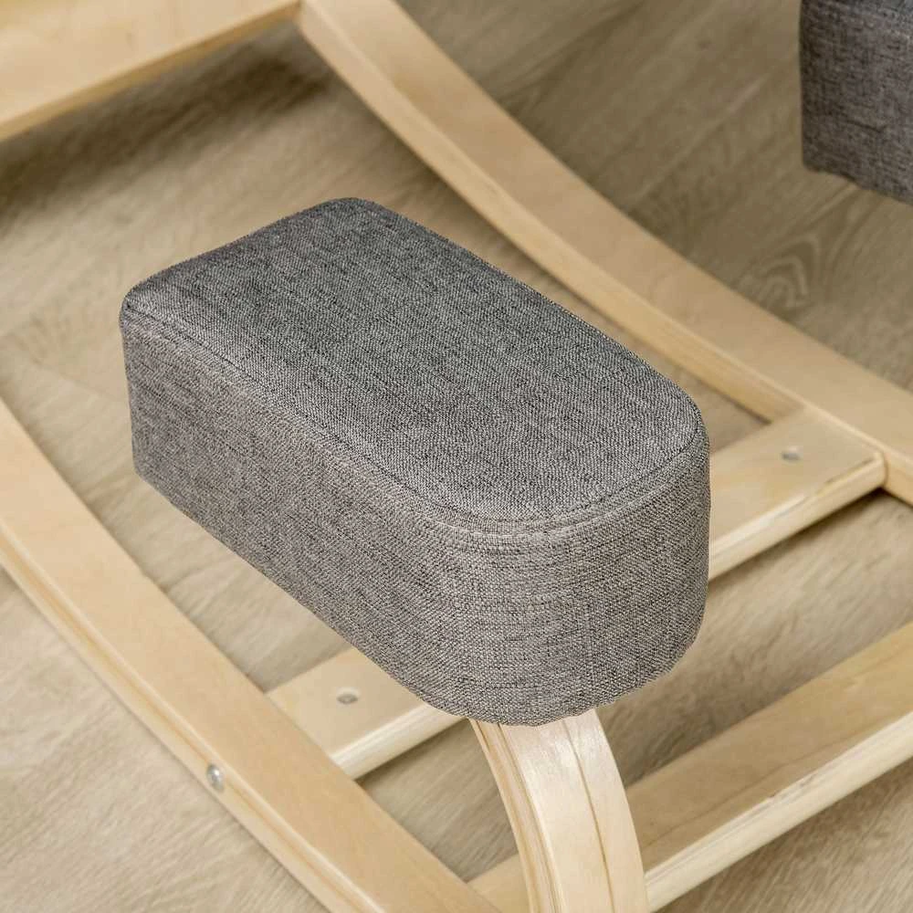 Vinsetto kelių kėdė, ergonomiška kėdė, minkšta kėdė sveikai laikysenai, beržo mediena, keliamoji galia 120 kg, pilka