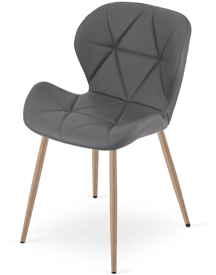Kėdė su dirbtinės odos sėdyne, pilka, 76,5 × 46 × 53 cm
