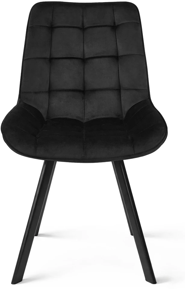 Kėdė su veliūrine sėdyne ir metalinėmis kojomis, juoda, 86 × 53 × 59 cm, 4 vnt.