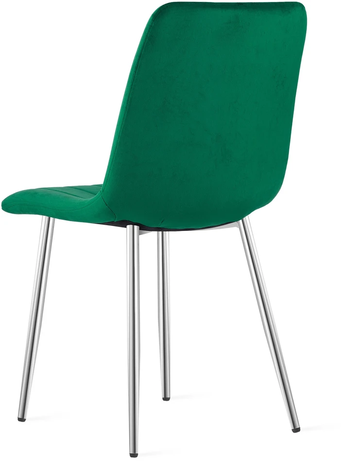 Kėdė su veliūriniu apmušalu ir chromuotomis kojomis, žalia, 86 cm, 4 vnt.