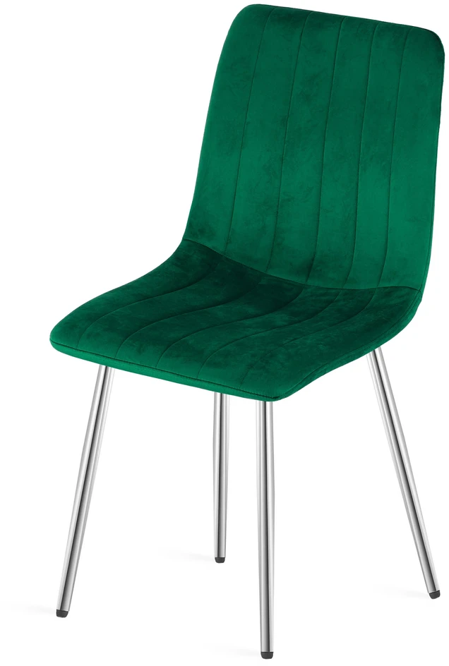 Kėdė su veliūriniu apmušalu ir chromuotomis kojomis, žalia, 86 cm, 4 vnt.