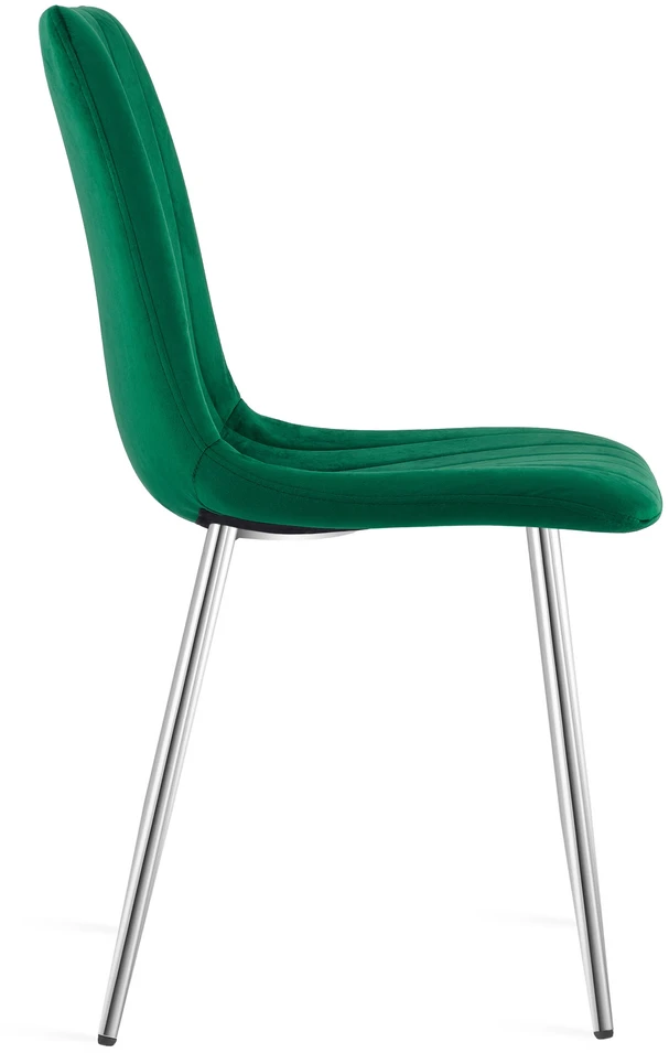 Kėdė su veliūriniu apmušalu ir chromuotomis kojomis, žalia, 86 cm, 4 vnt.