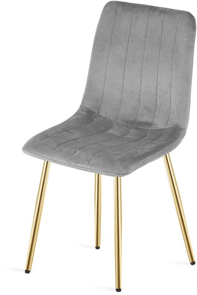 Kėdė su veliūriniu apmušalu ir metalinėmis kojomis, šviesiai pilka, 86 cm
