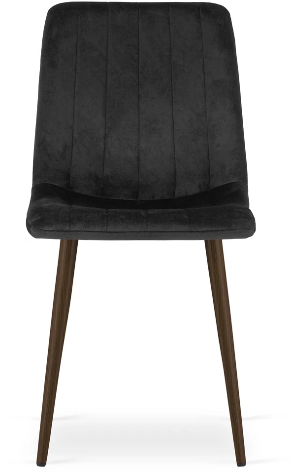 Kėdė su veliūriniu apmušalu ir riešuto rašto kojomis, juoda, 86 cm