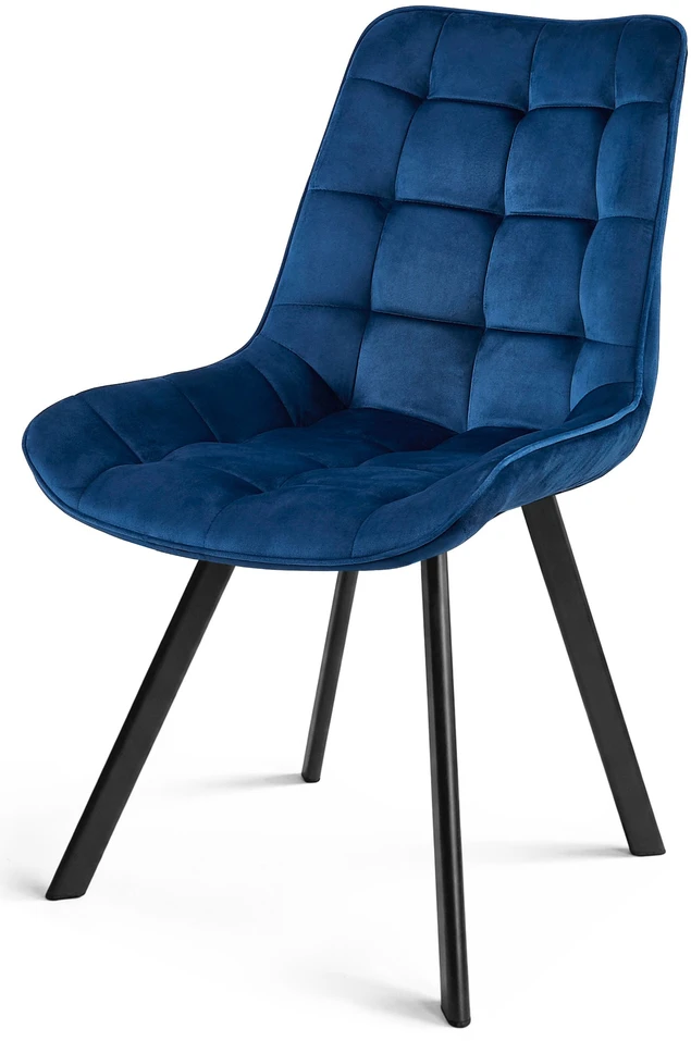 Kėdė su veliūriniu apmušalu, tamsiai mėlyna, 53 × 59 × 86 cm, 2 vnt.