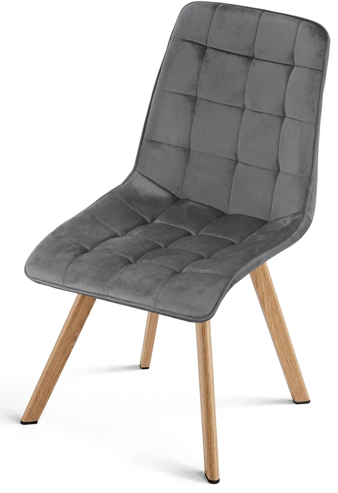 Kėdė su veliūriniu apmušalu, tamsiai pilka, 87 × 49 × 60 cm, 2 vnt.