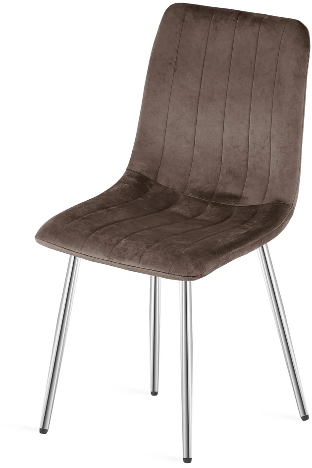 Kėdė su velveto apmušalu ir chromuotomis kojomis, tamsiai ruda, 86 cm, 2 vnt.