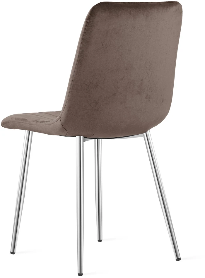 Kėdė su velveto apmušalu ir chromuotomis kojomis, tamsiai ruda, 86 cm, 2 vnt.