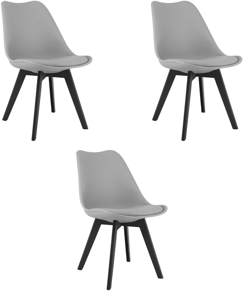 Leobert Kėdės MARK su dirbtinės odos pagalvėlėmis, pilkos, 82 × 49 cm, 3 vnt.