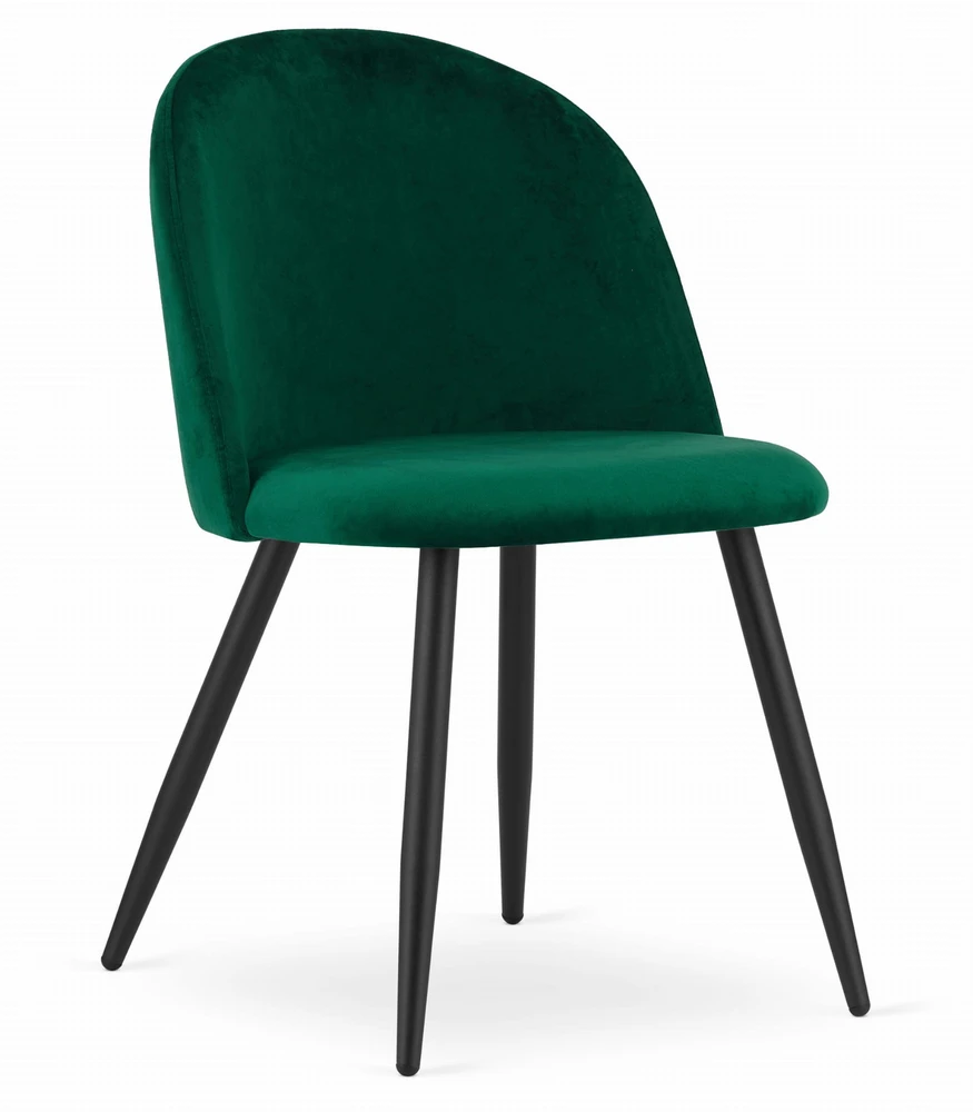 Leobert Kėdžių komplektas BELLO, žalias aksomas, juodos metalinės kojos, 76,5 cm, 3 vnt.