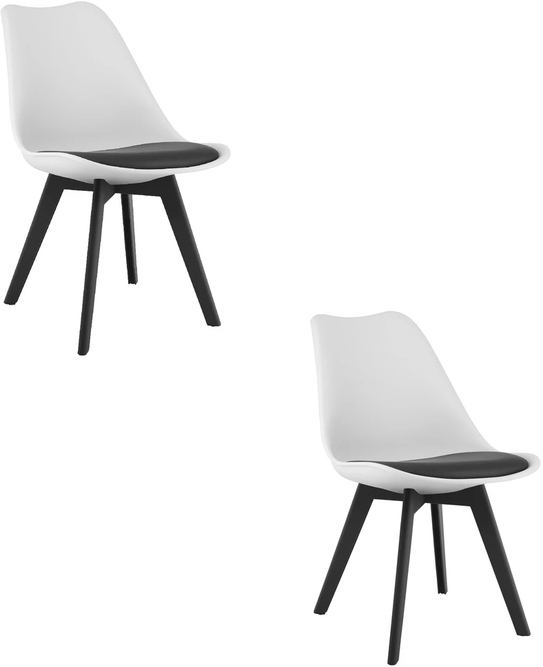 Leobert Kėdžių komplektas MARK su dirbtinės odos pagalvėlėmis, baltos ir juodos spalvos, 82 cm, 2 vnt.