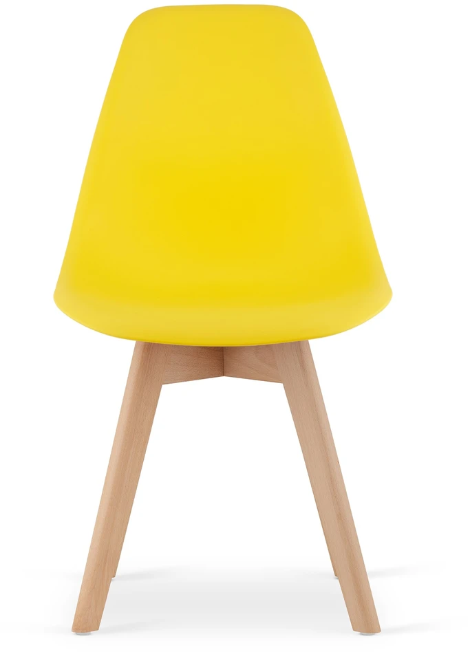Valora Kėdžių komplektas su buko kojomis, geltonas, 80 cm, 4 vnt.