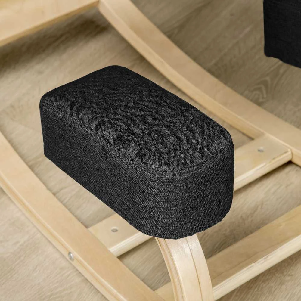 Vinsetto kėdė klūpėjimui, ergonomiška kėdė, minkšta kėdė sveikai sėdėjimo laikysenai, beržo mediena, keliamoji galia 120 kg, juoda