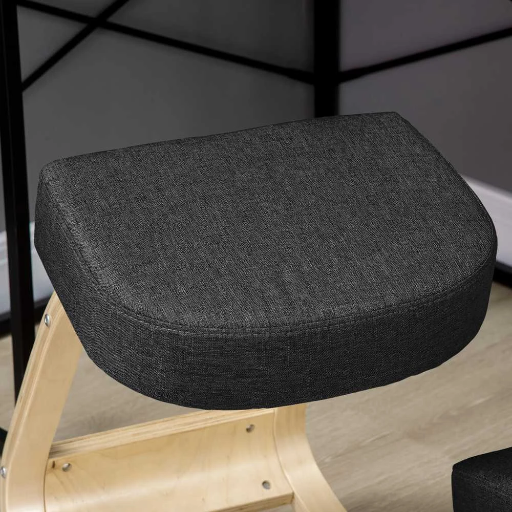Vinsetto kėdė klūpėjimui, ergonomiška kėdė, minkšta kėdė sveikai sėdėjimo laikysenai, beržo mediena, keliamoji galia 120 kg, juoda