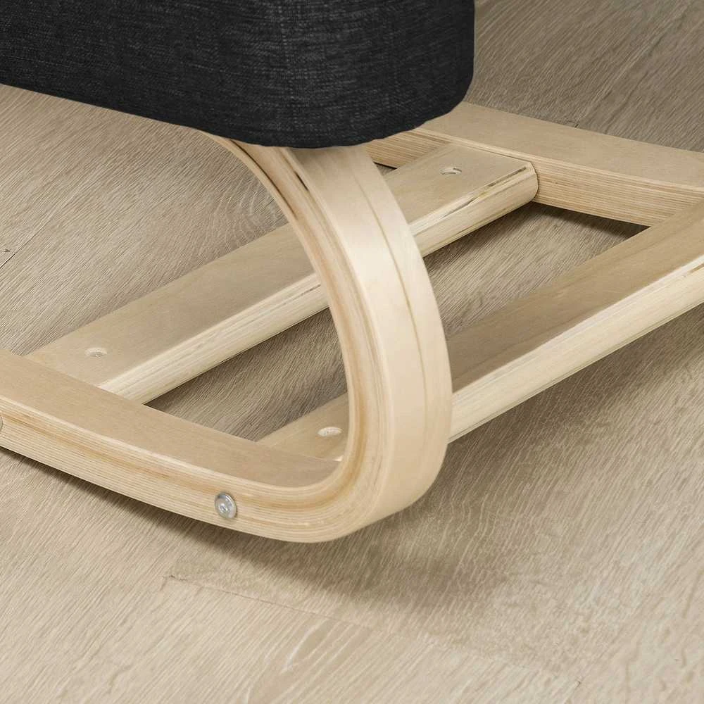 Vinsetto kėdė klūpėjimui, ergonomiška kėdė, minkšta kėdė sveikai sėdėjimo laikysenai, beržo mediena, keliamoji galia 120 kg, juoda