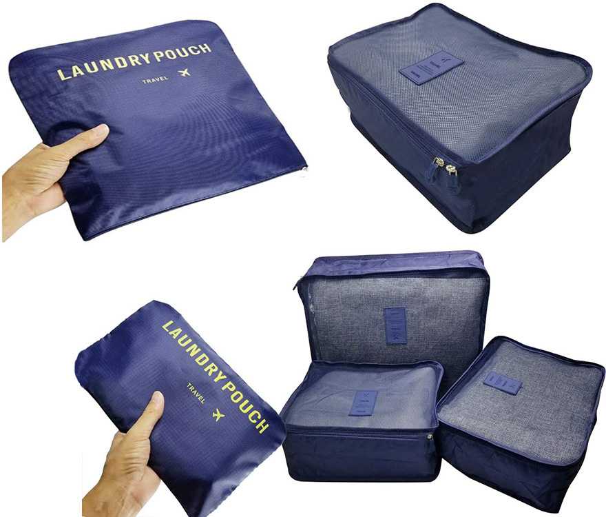 Kelioniniai lagamino dėklai x6, tamsiai mėlyni