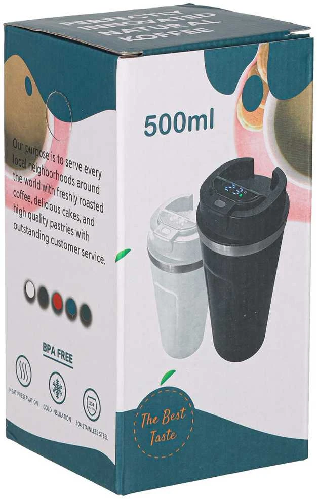 Roger Išmanusis kelioninis puodelis su LED ekranu, juodas, 500 ml