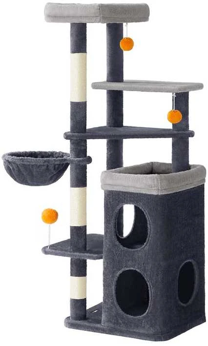 Songmics Kačių draskyklė su urveliais ir platformomis 152cm