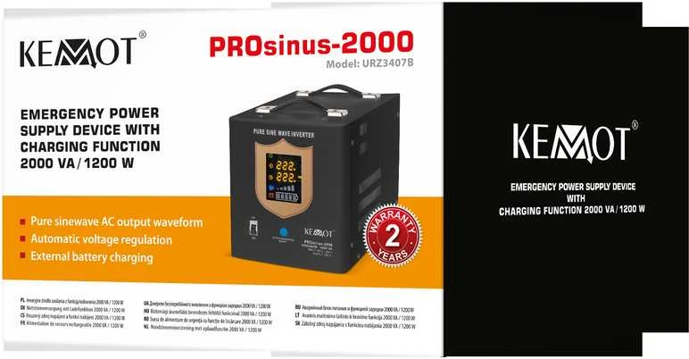 Nepertraukiamo maitinimo šaltinis 1200W 12V/230Vac KEMOT PROsinus-1200
