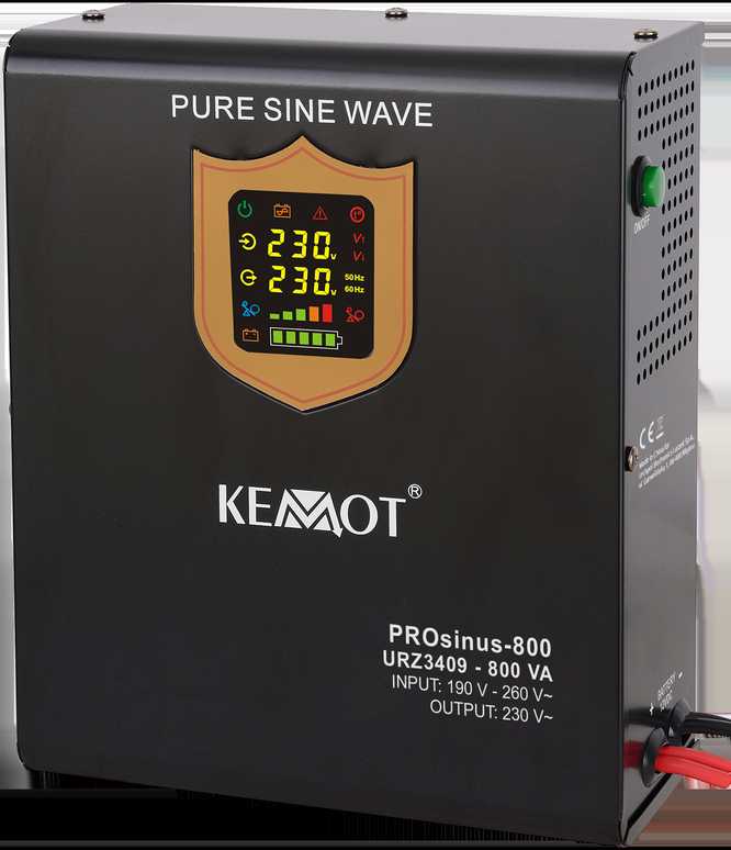 KEMOT PROsinus-800 Sieninis nepertraukiamo maitinimo šaltinis, su įkrovimo funkcija 12V 230V 800VA/500W