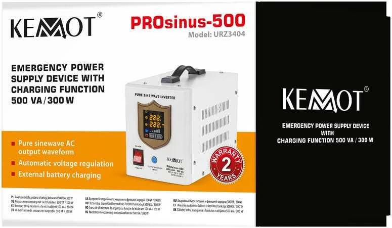 Nepertraukiamo maitinimo šaltinis 300W 12V/230VAC sinusas KEMOT - baltas