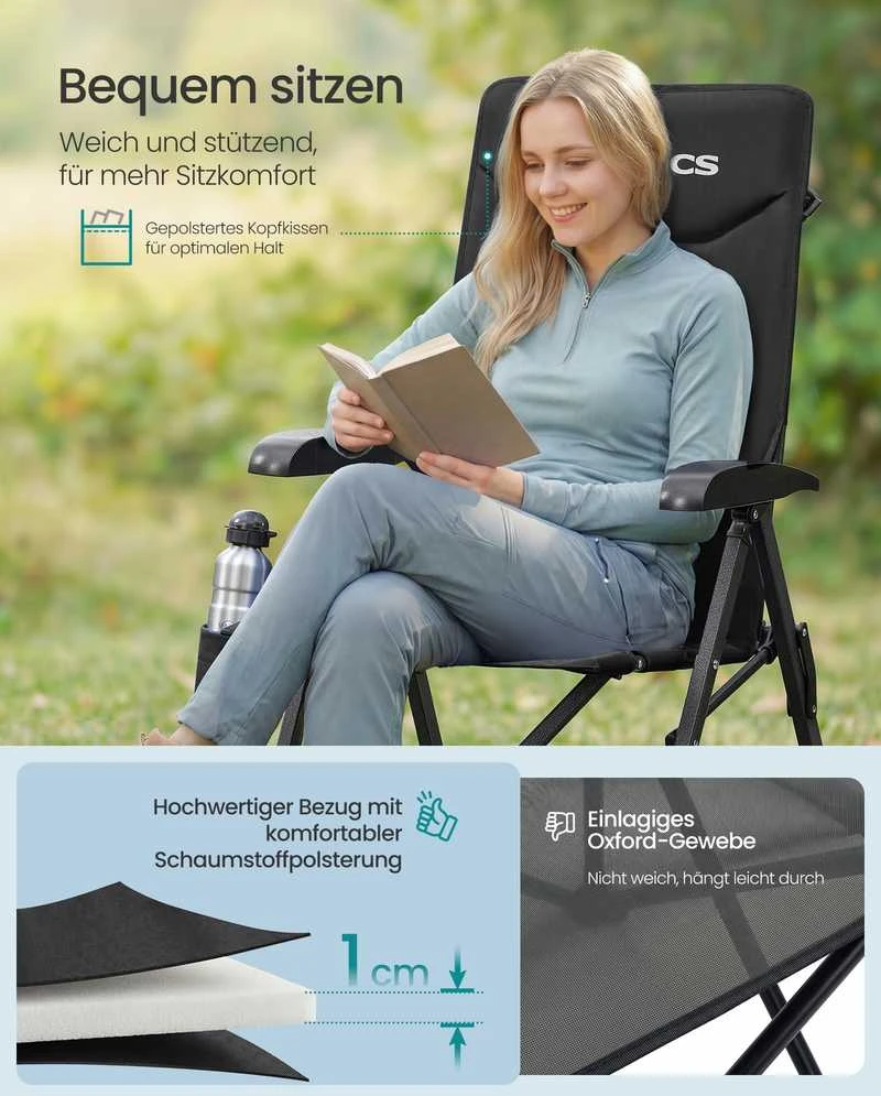 Songmics Kempingo kėdė juoda