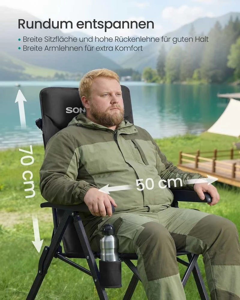 Songmics Kempingo kėdė juoda