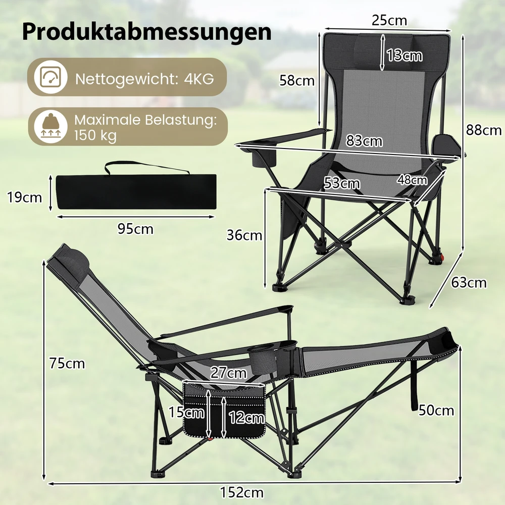 Kempingo kėdės pilkos 2 vnt.