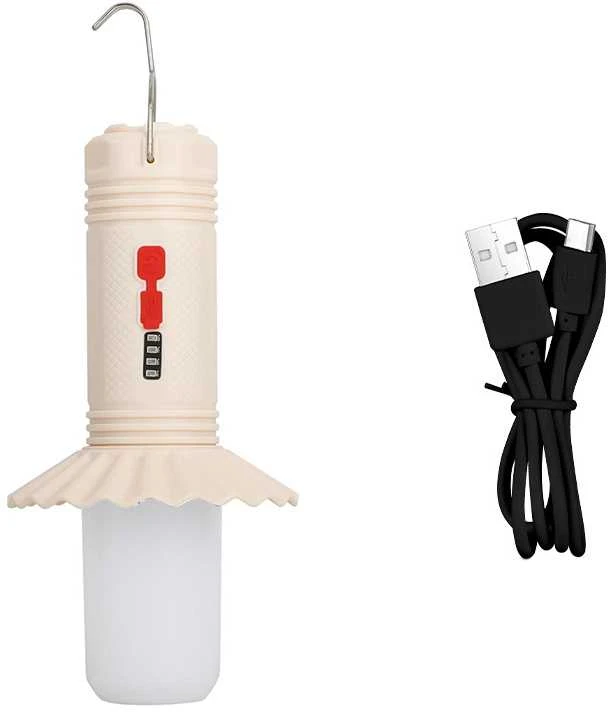 Kempingo lempa su įkraunamu akumuliatoriumi ir USB C jungtimi