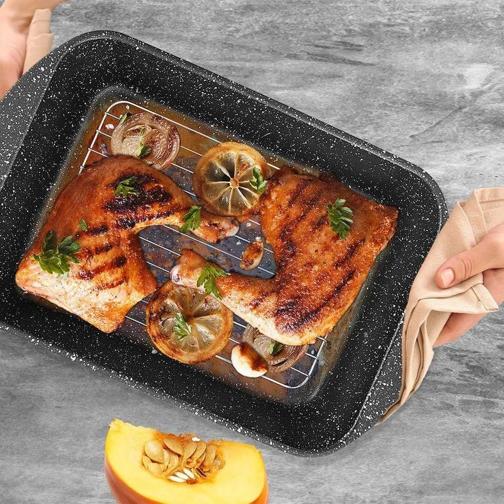 Orion Kepimo indas granitinė su dangčiu stačiakampio formos GRANDE 4,4 l, 35x22,5 cm