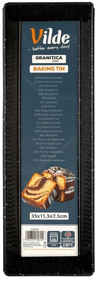 Kepimo forma su granitine danga, juoda, 35 × 11,5 × 7,5 cm