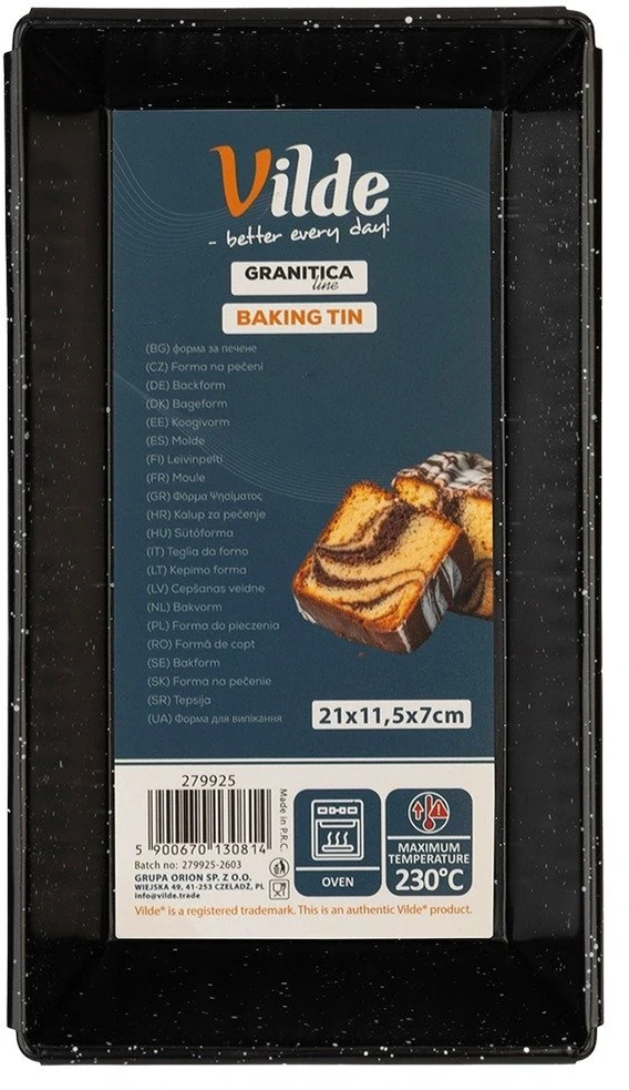 Kepimo forma su granitine danga, juoda, 21 × 11,5 × 7 cm