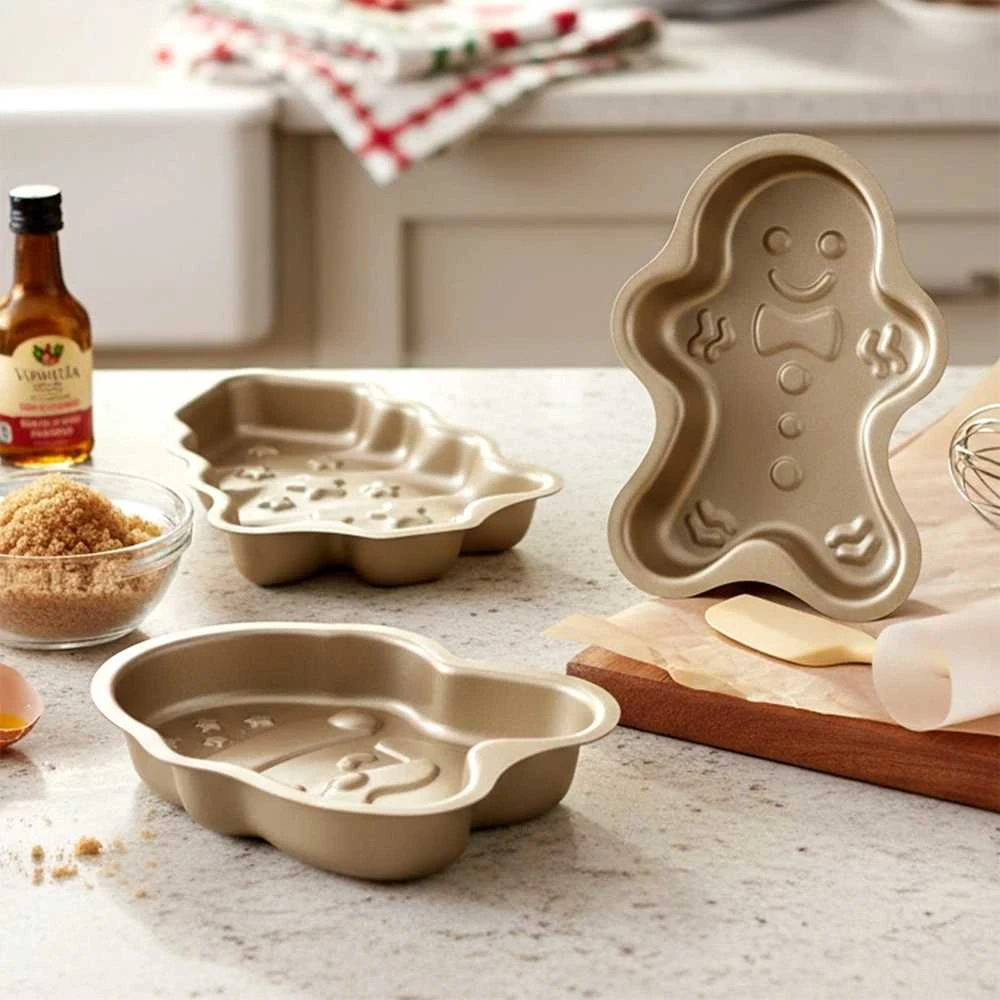 La Cucina Kepimo formos 3 vnt - Kalėdiniai motyvai, Santa Claus, imbiero žmogeliukas, Kalėdų eglutė