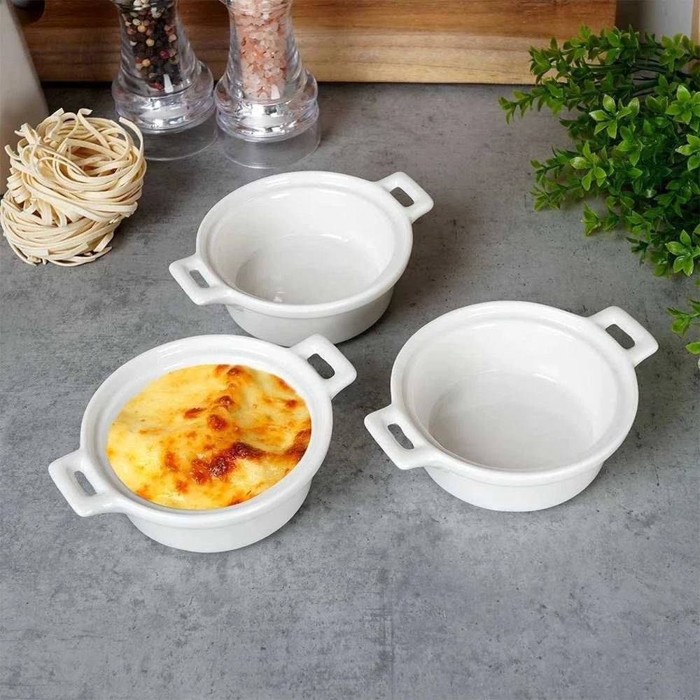 Excellent Houseware Porceliano kepimo indai 130 ml 3 vnt.