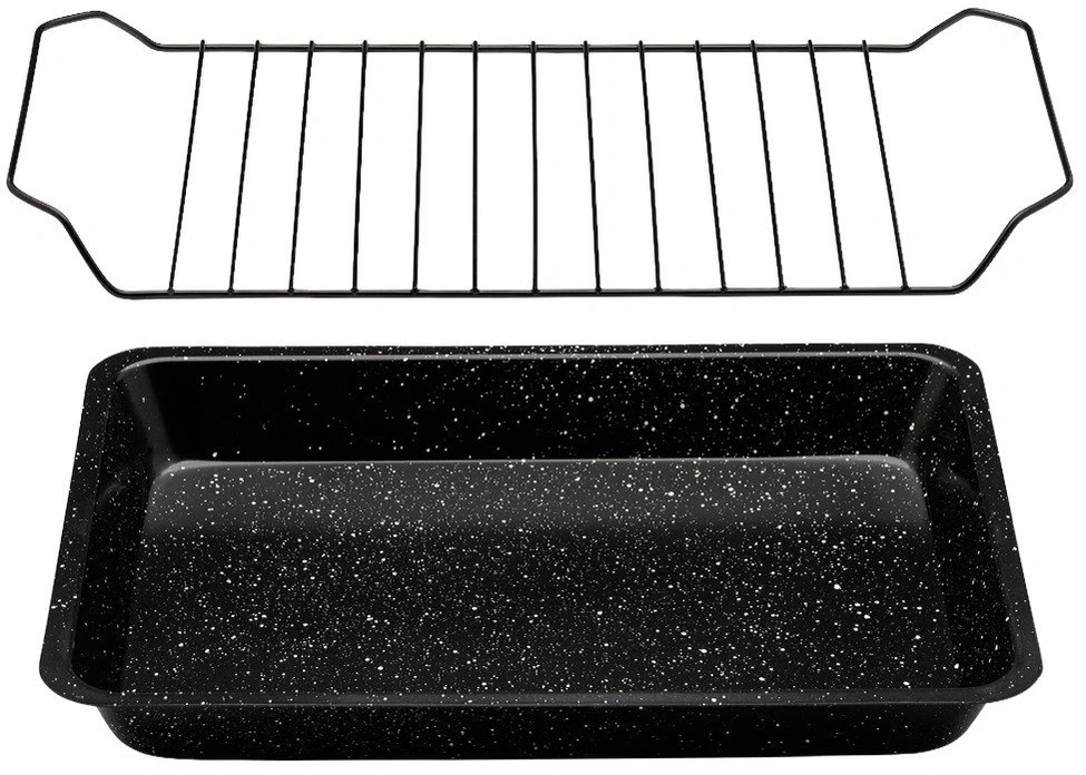 Kepimo skarda su išimamomis grotelėmis ir nepridegančia danga, juoda, 31,5 x 21,5 x 3,5 cm
