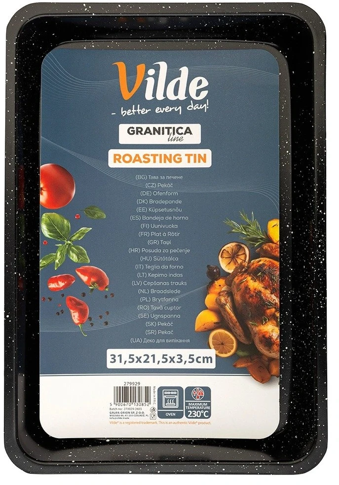 Kepimo skarda su išimamomis grotelėmis ir nepridegančia danga, juoda, 31,5 x 21,5 x 3,5 cm