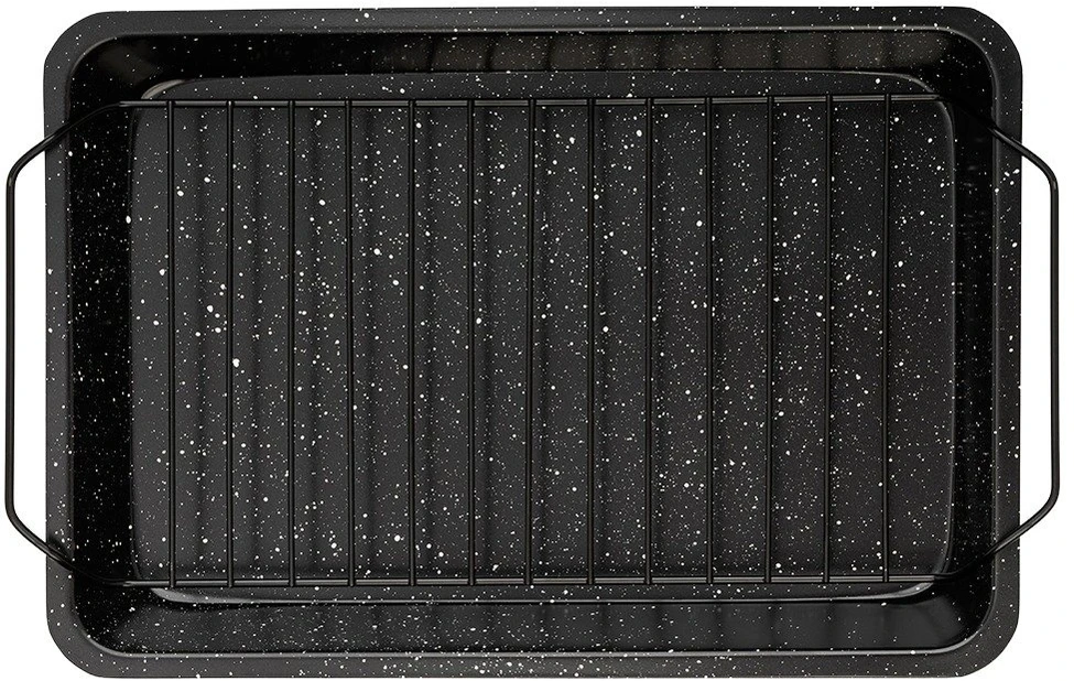 Kepimo skarda su išimamomis grotelėmis ir nepridegančia danga, juoda, 31,5 x 21,5 x 3,5 cm