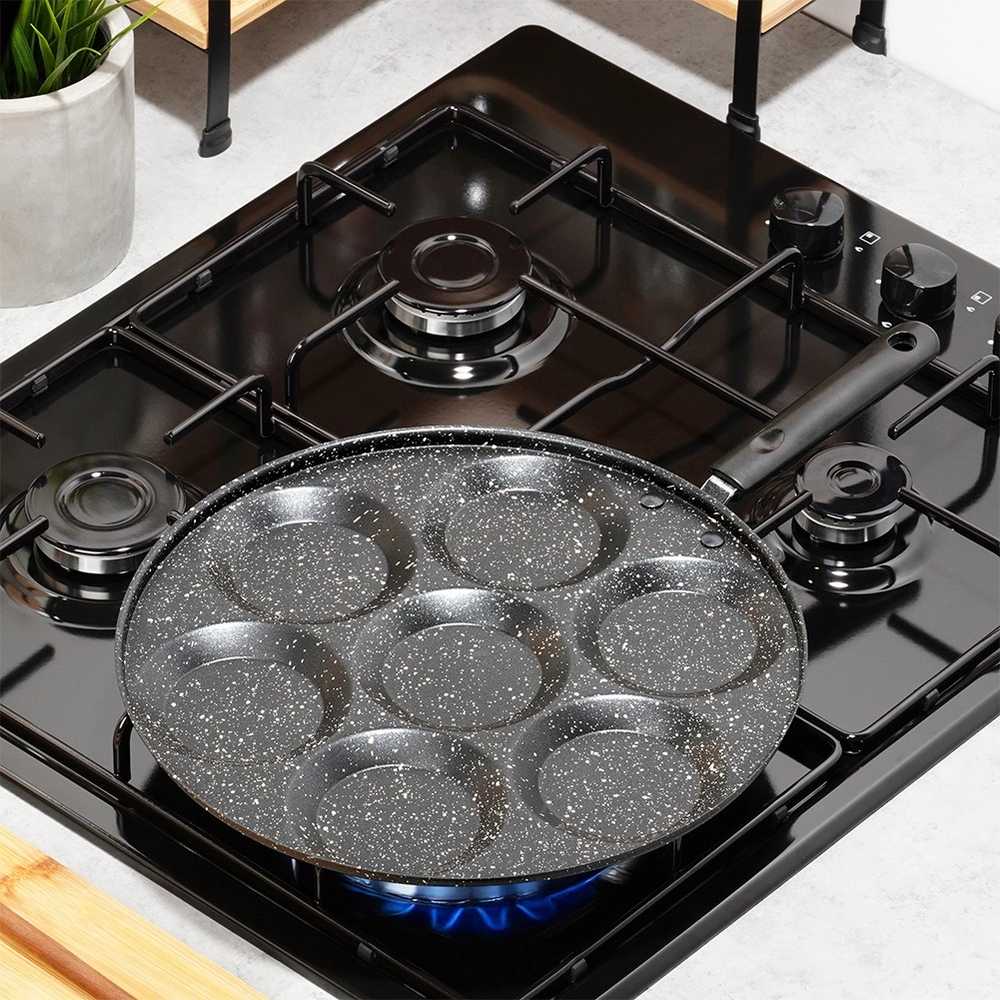 Keptuvė kiaušiniams ar blynams Vilde Basic Line 30 cm granitinė 7 skyrių