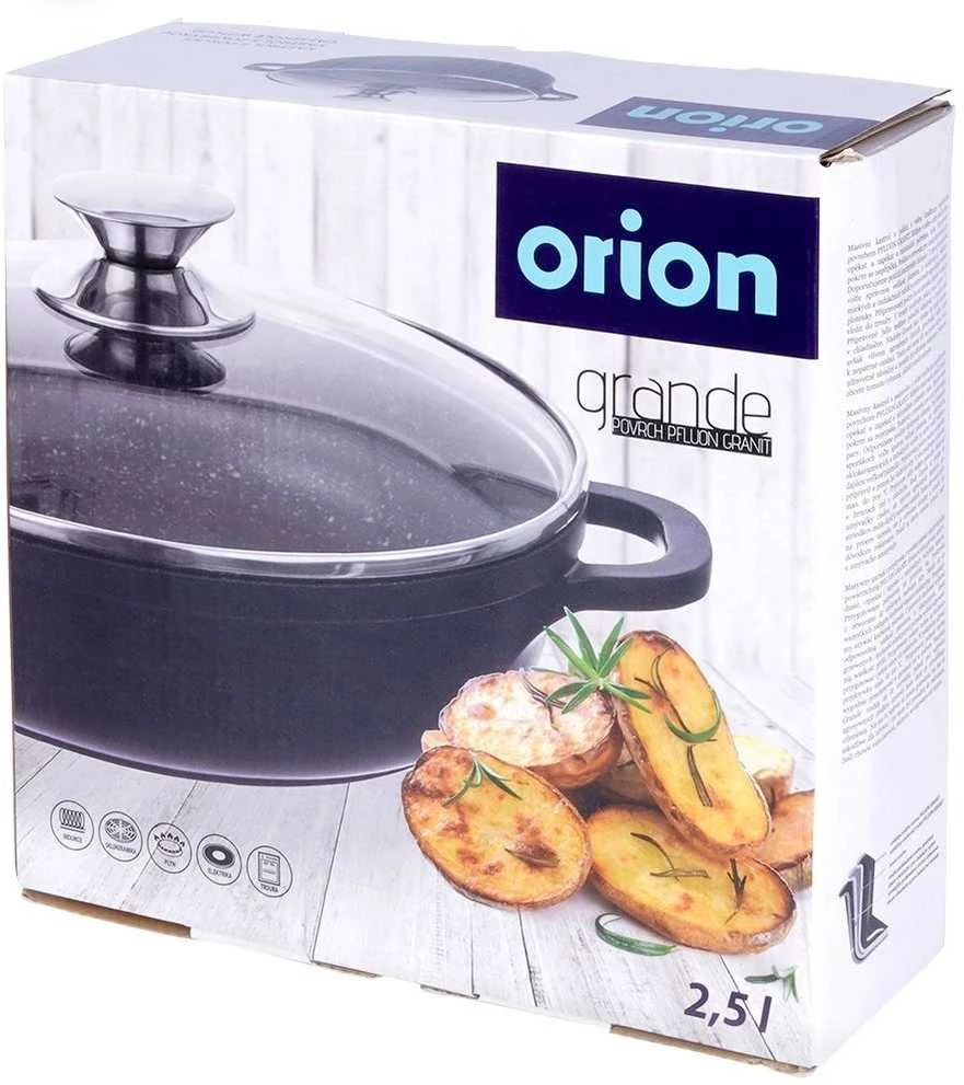 Orion Granitinė keptuvė 24 cm su stikliniu dangčiu